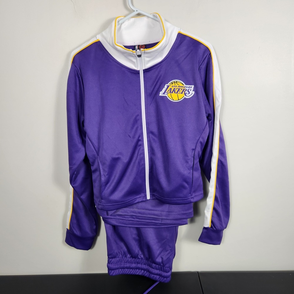NBA Los Angeles Lakers Ultra Game Tracksuit Set Crop Jacket Wide Leg Pants L 1X